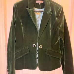Adelyn Rae Dark Green Velvet Blazer